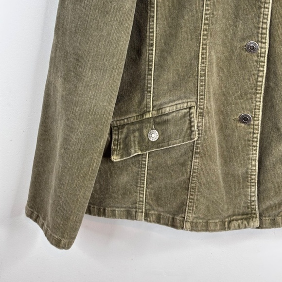 VTG 90s Sag Harbor Corduroy Jacket L Green Chore Coat Fall Retro Gilmore Friends - Picture 3 of 9